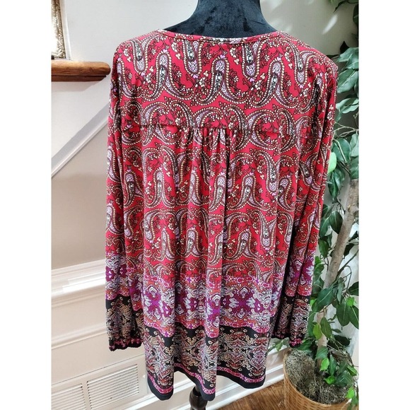 Avenue Women's Multicolor Polyester Round Neck Long Sleeve Casual Blouse 22/24 - Picture 4 of 11